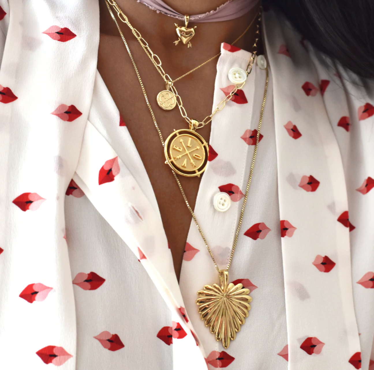 LOVE Full Heart Pendant Necklace on 16-18" Drawn Link Chain