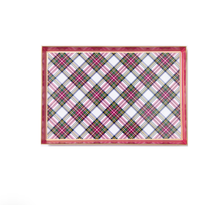 Stewart Plaid Enameled Oliver Tray - 8" x 12"