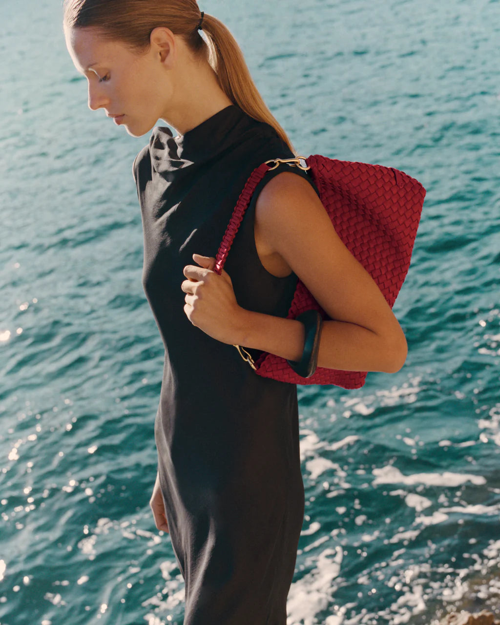 Porto Small Half-Moon Bag in Rosso