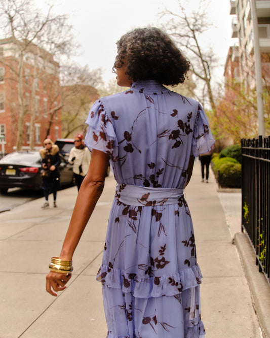 Lorelei Dress-Upstate Floral In Blue Mist
