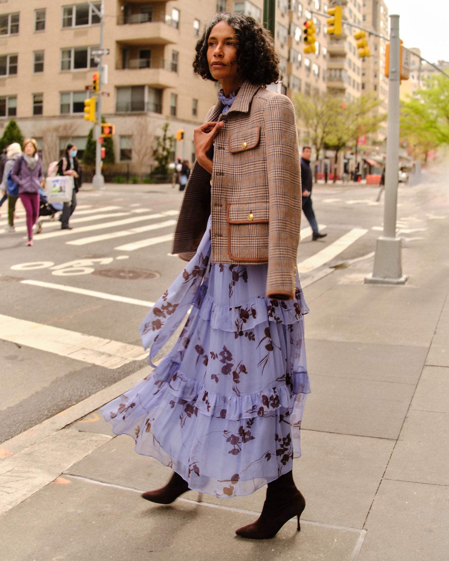 Lorelei Dress-Upstate Floral In Blue Mist