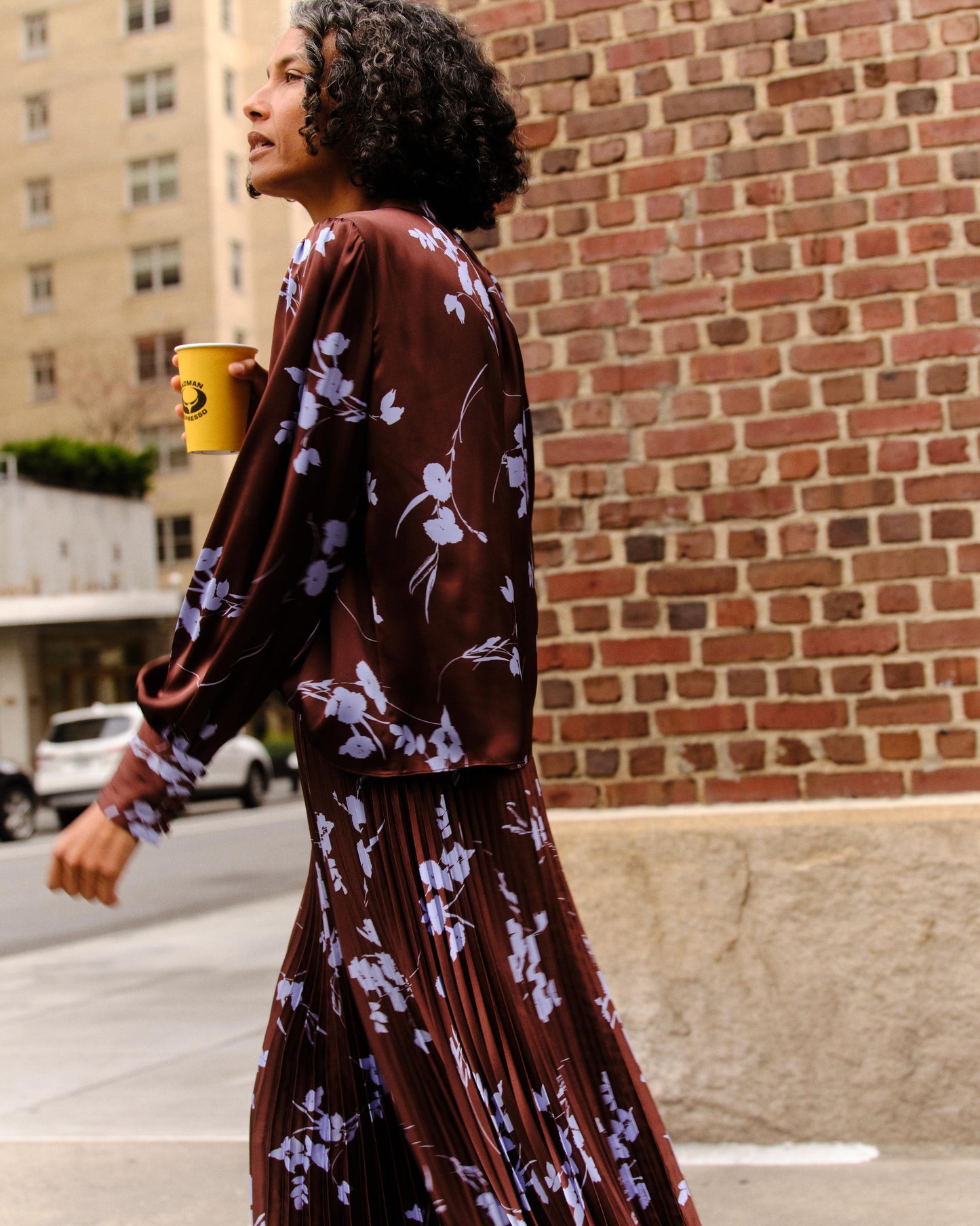 Claudia Pleated Skirt-Upstate Floral Espresso