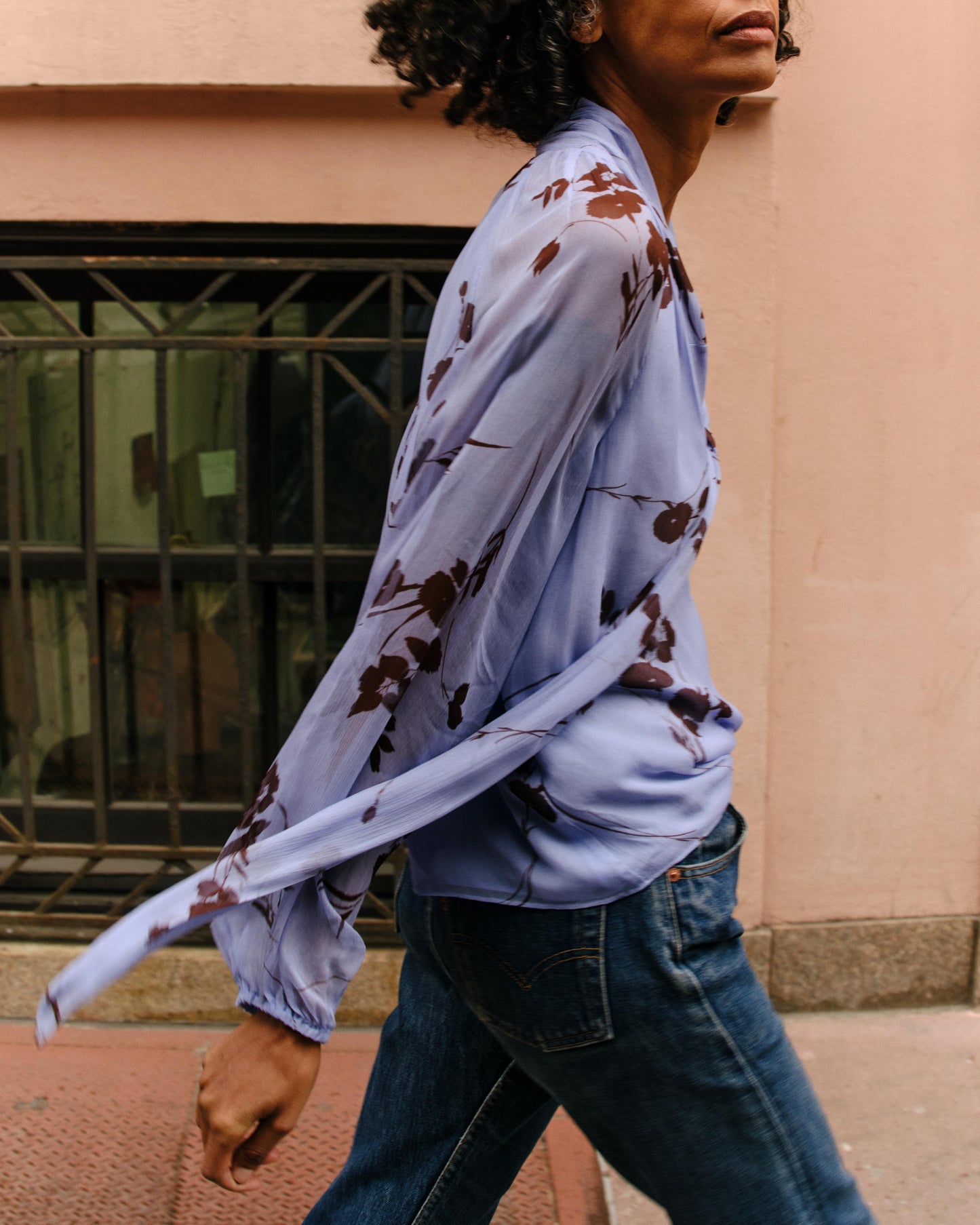 Alma Long Sleeve Blouse-Upstate Floral In Blue Mist