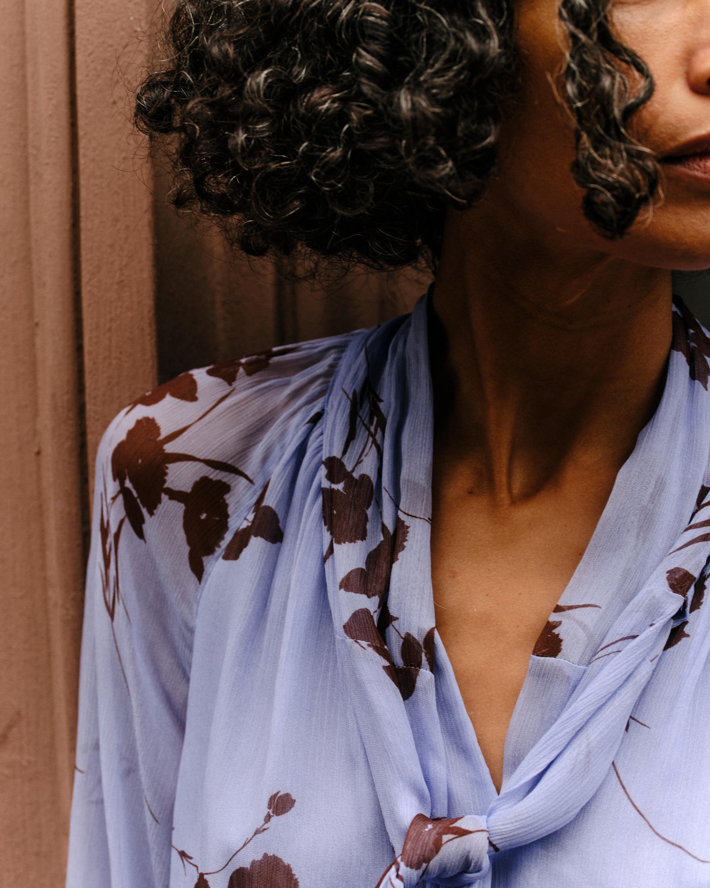 Alma Long Sleeve Blouse-Upstate Floral In Blue Mist