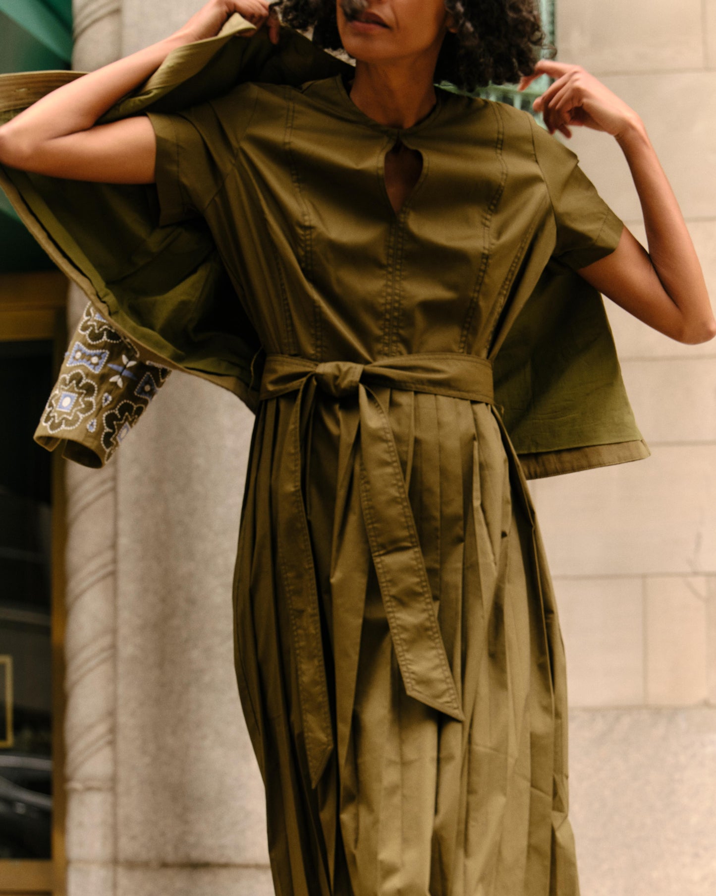 Stuart Midi Dress-Olive