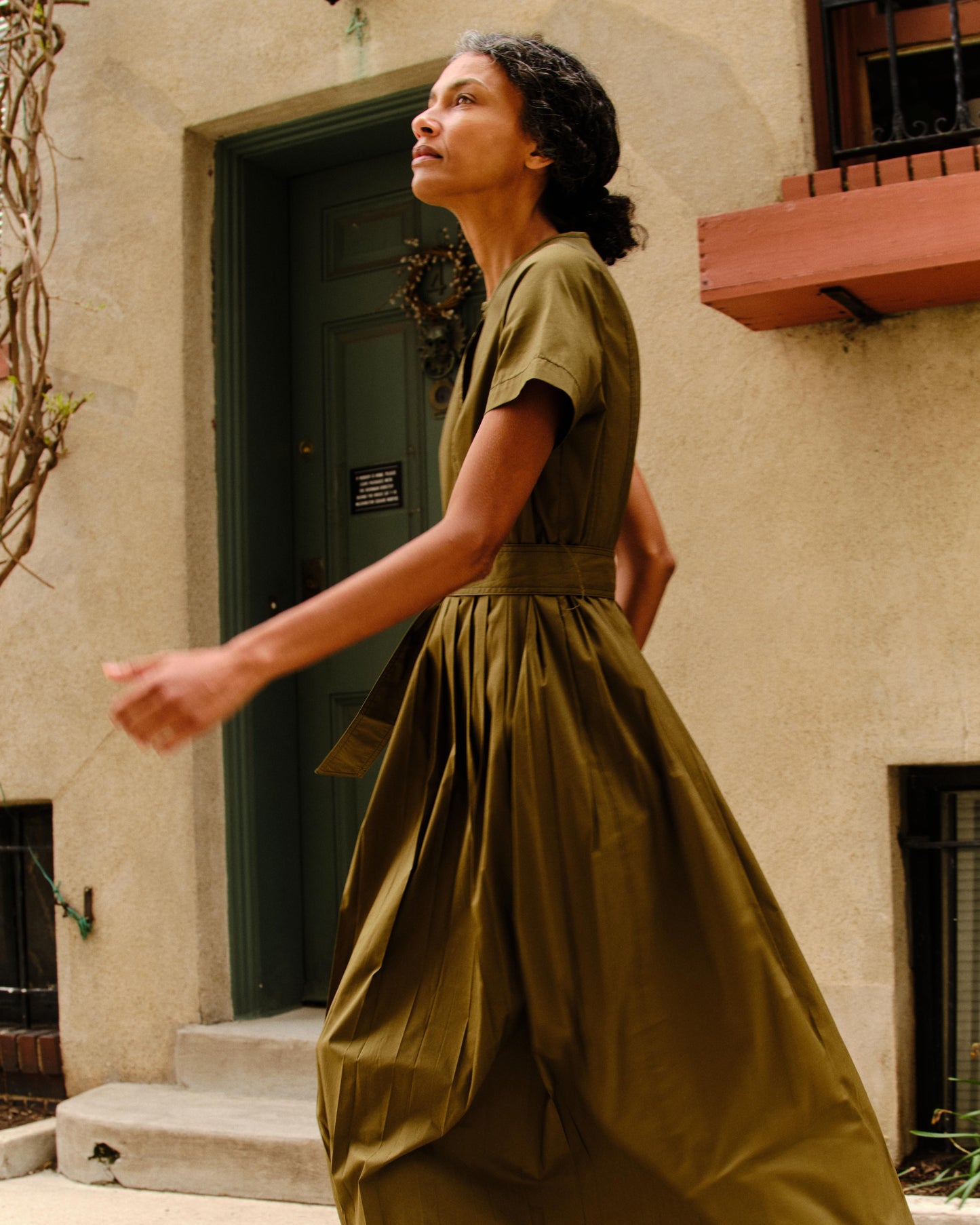 Stuart Midi Dress-Olive