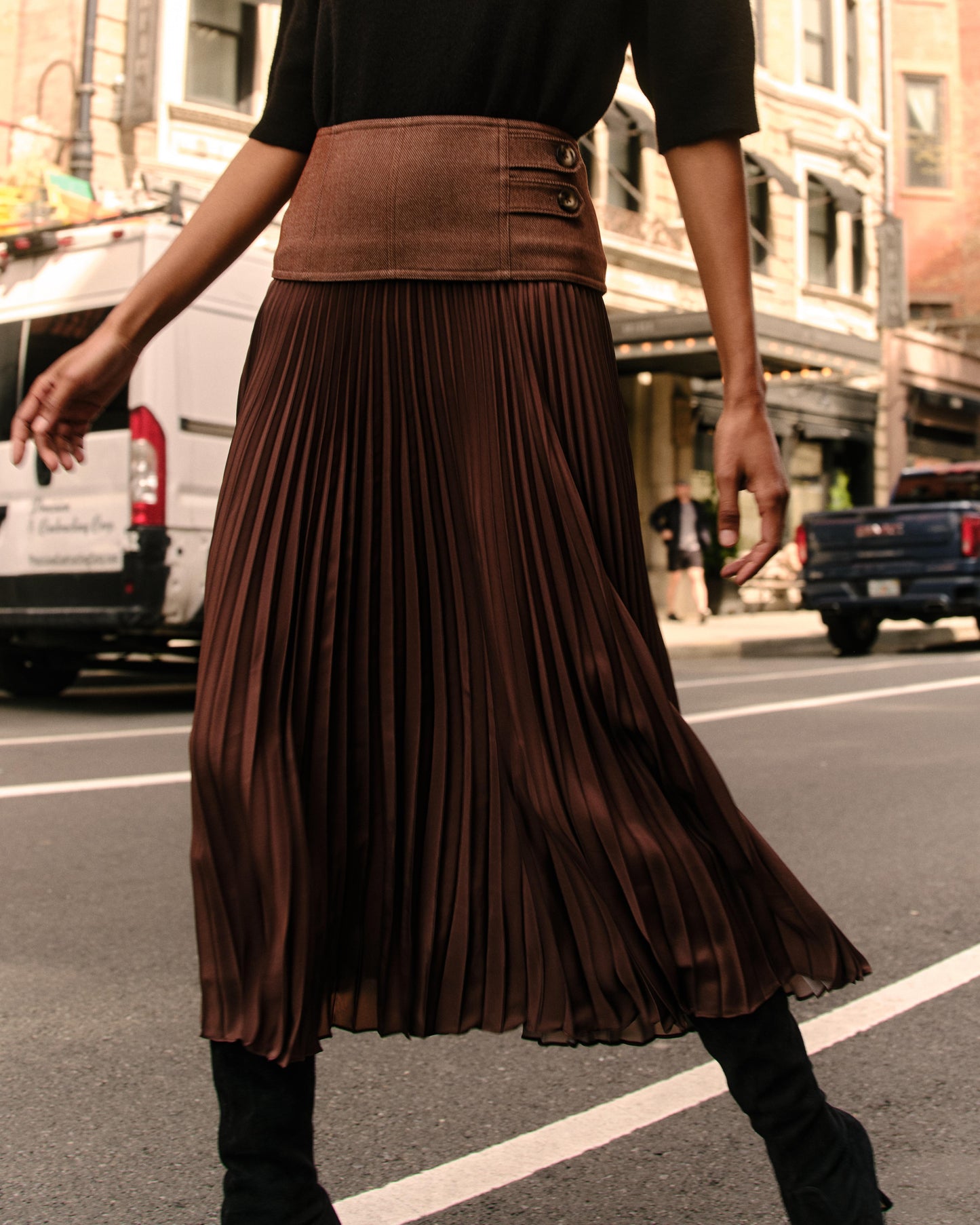 Estelle Pleated Skirt-Mocha