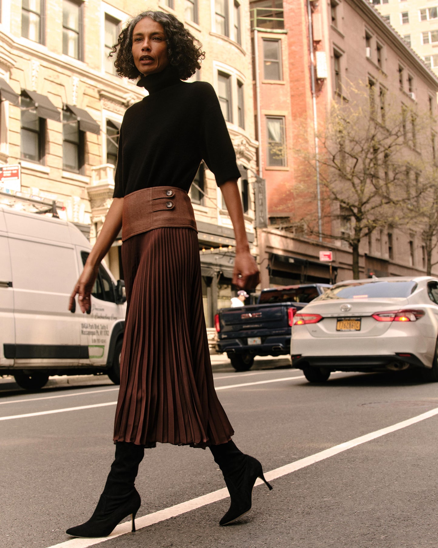Estelle Pleated Skirt-Mocha