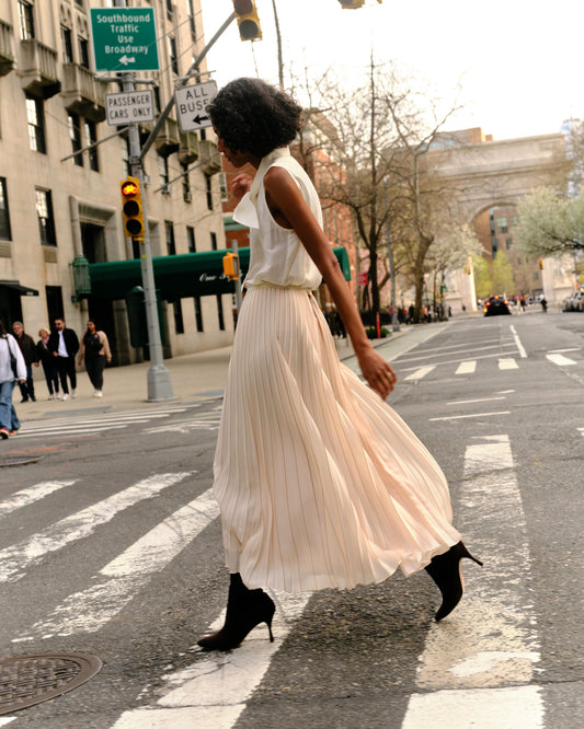 Claudia Pleated Skirt-Ecru