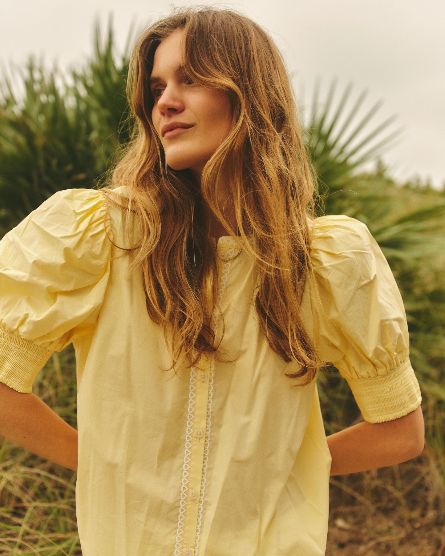 Milli Puff Sleeve Top-Pale Lemon