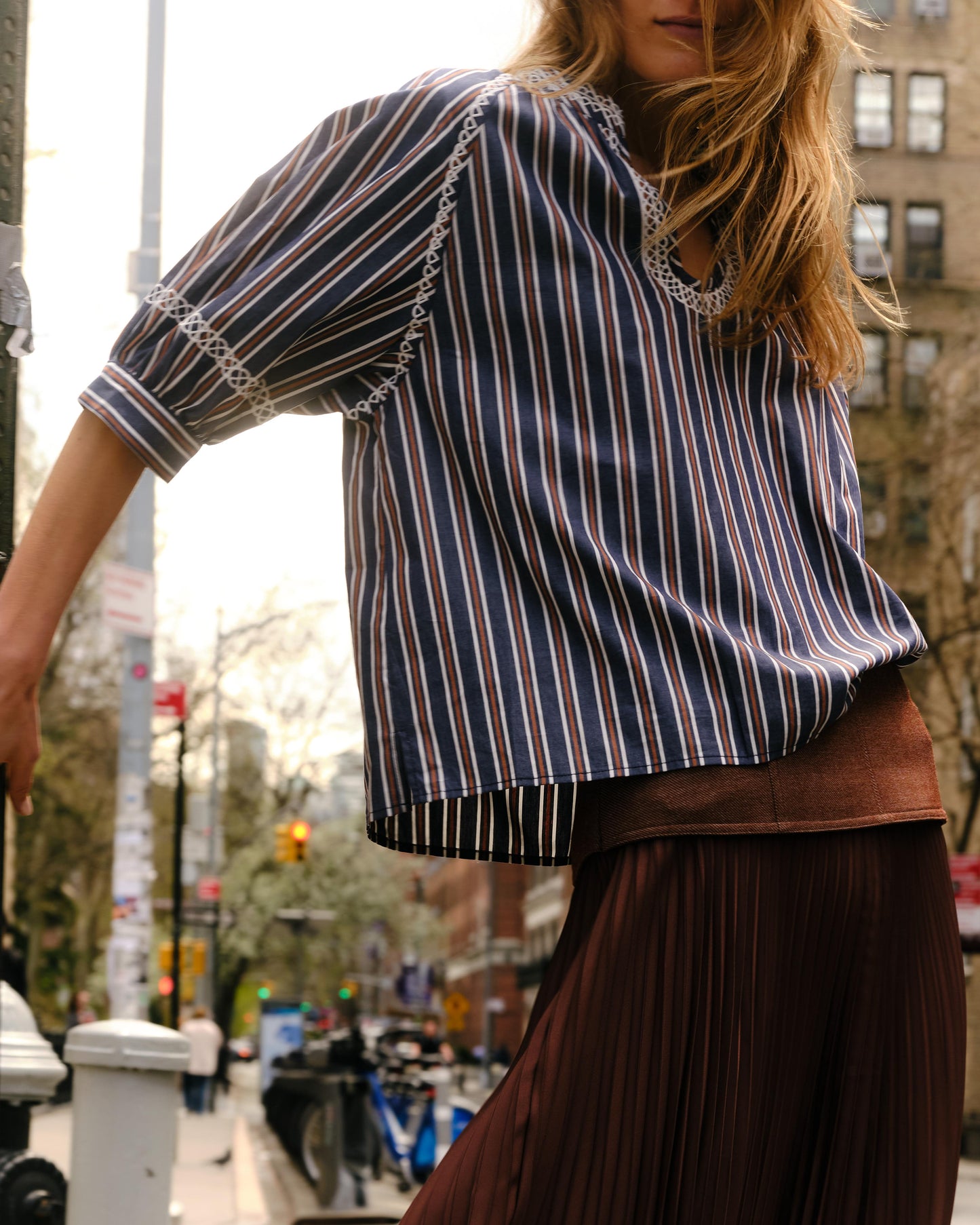 Eleanor Top-Cartolina Navy Stripe