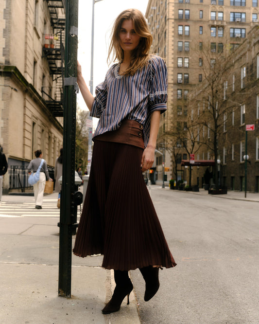 Estelle Pleated Skirt-Mocha