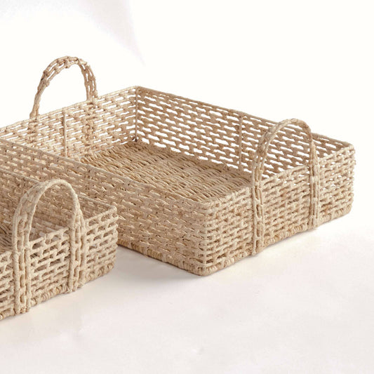 Juliet Abaca Nesting Rectangular Trays, Natural, Set of 2