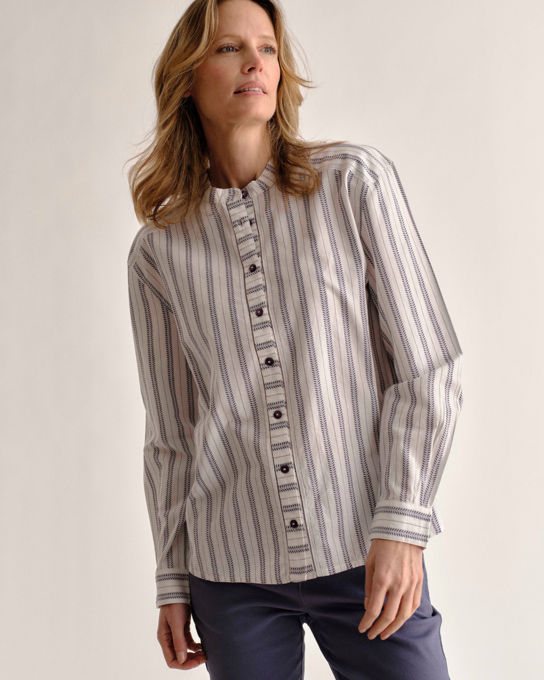 Rosalie Shirt-Coastal Indigo Stripe