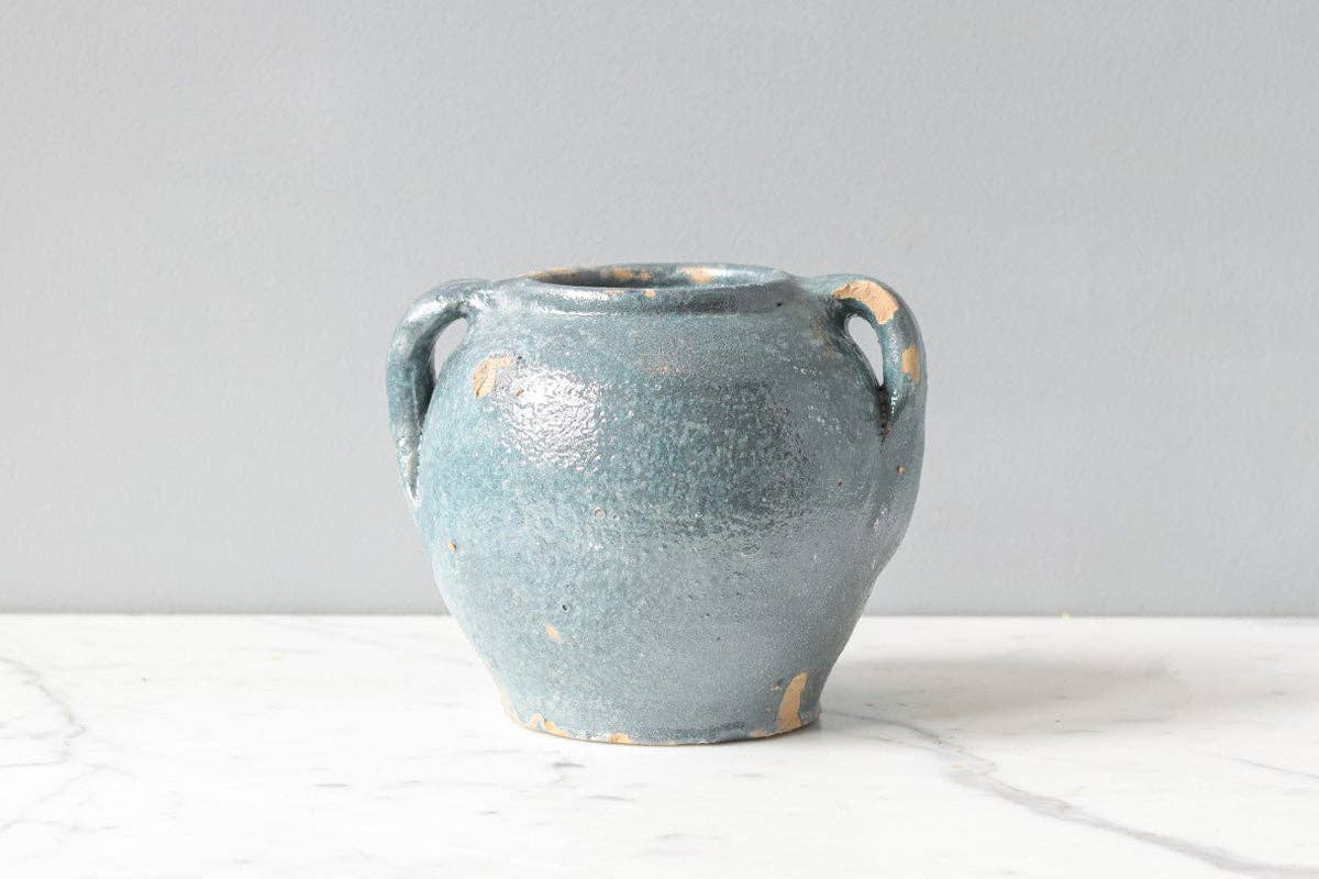 Found Blue/Green Tones Ceramic Confit Pot Vase Planter