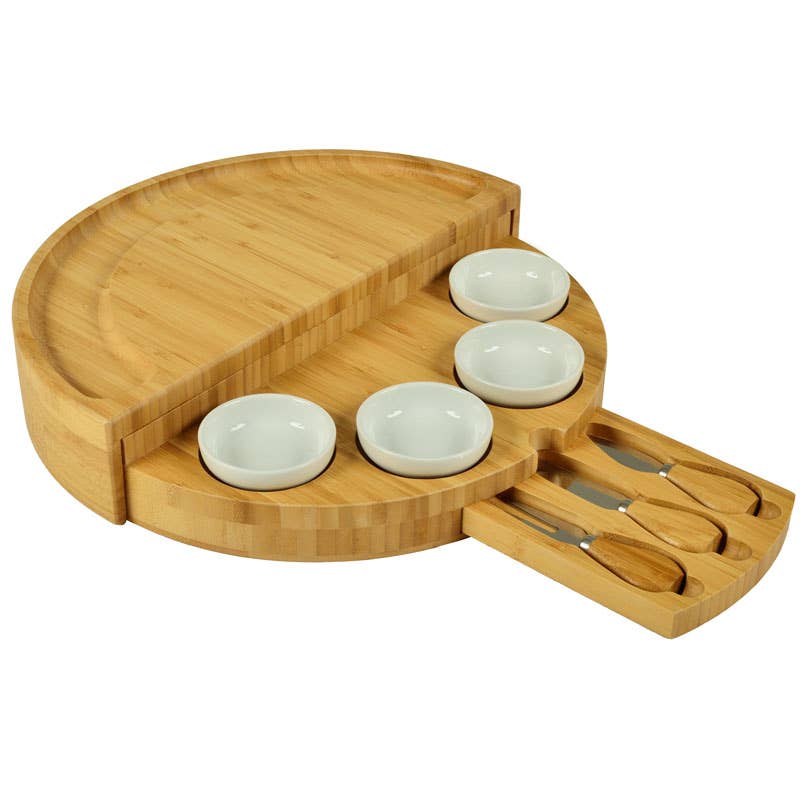 Swivel Charcuterie Board with Ceramic Bowls & Tools