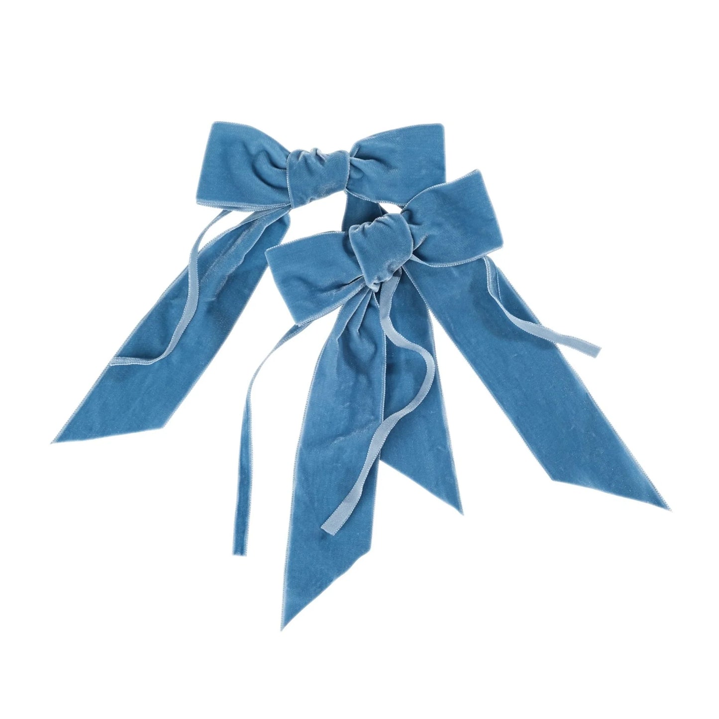 Dusty Blue Velvet Bow - Set of 2