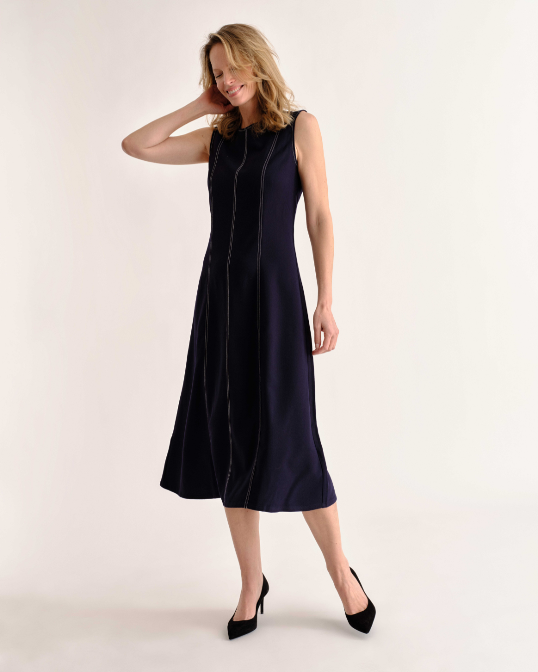 Rain Midi Dress-Dark Navy