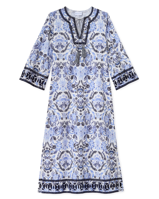 Yvonne Caftan-Mariners Bloom Print-Blue Mist