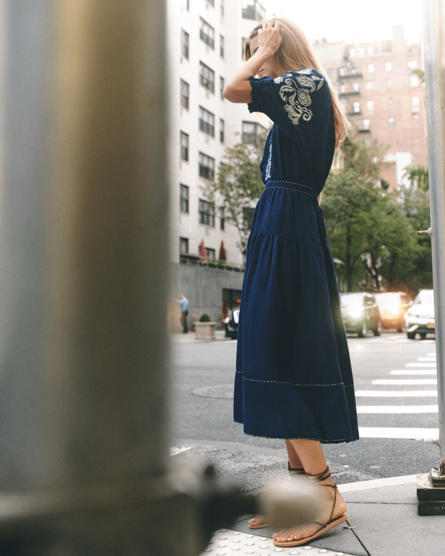 Lisette Midi Dress-Navy