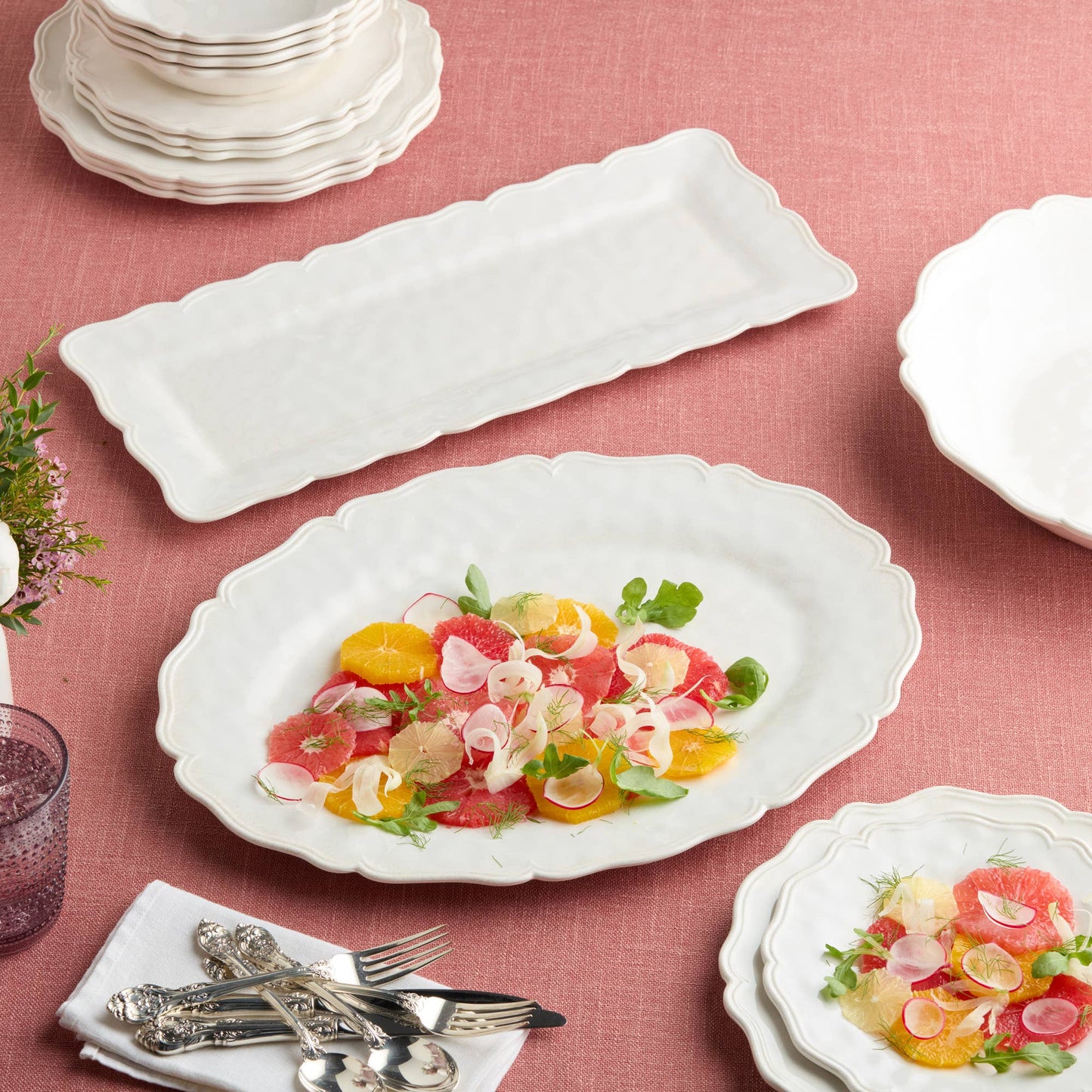 Isabella Cream Melamine  Rectangular Platter