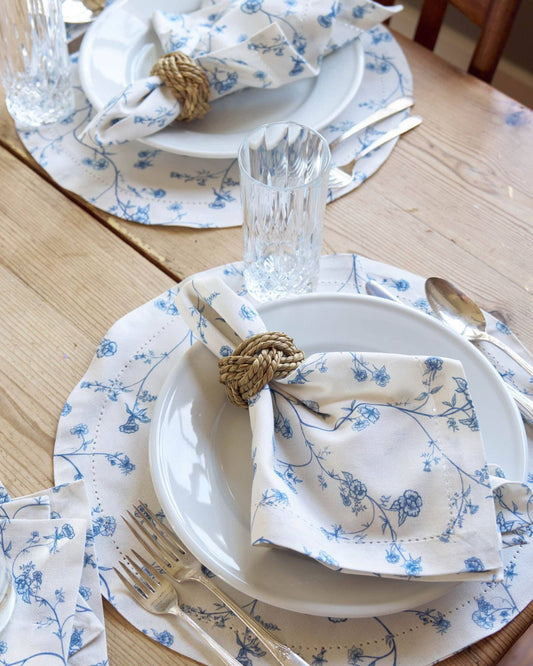 Delft Blue Dinner Napkins, Set of Four, Coastal Table Decor