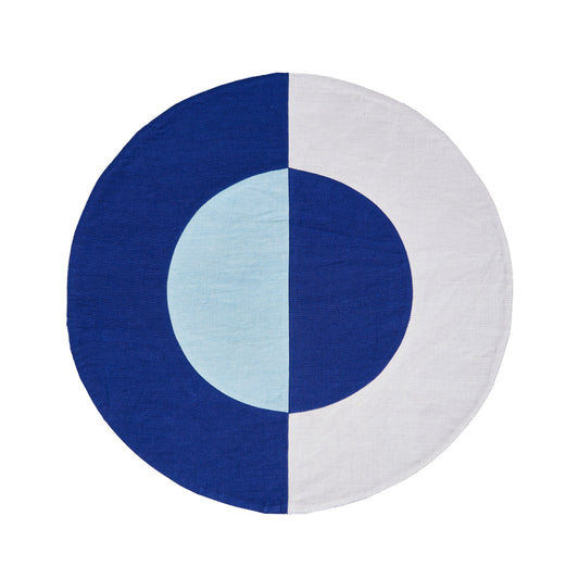 Blue Bauhaus Embroidered Linen Round Placemats (Set of 4)