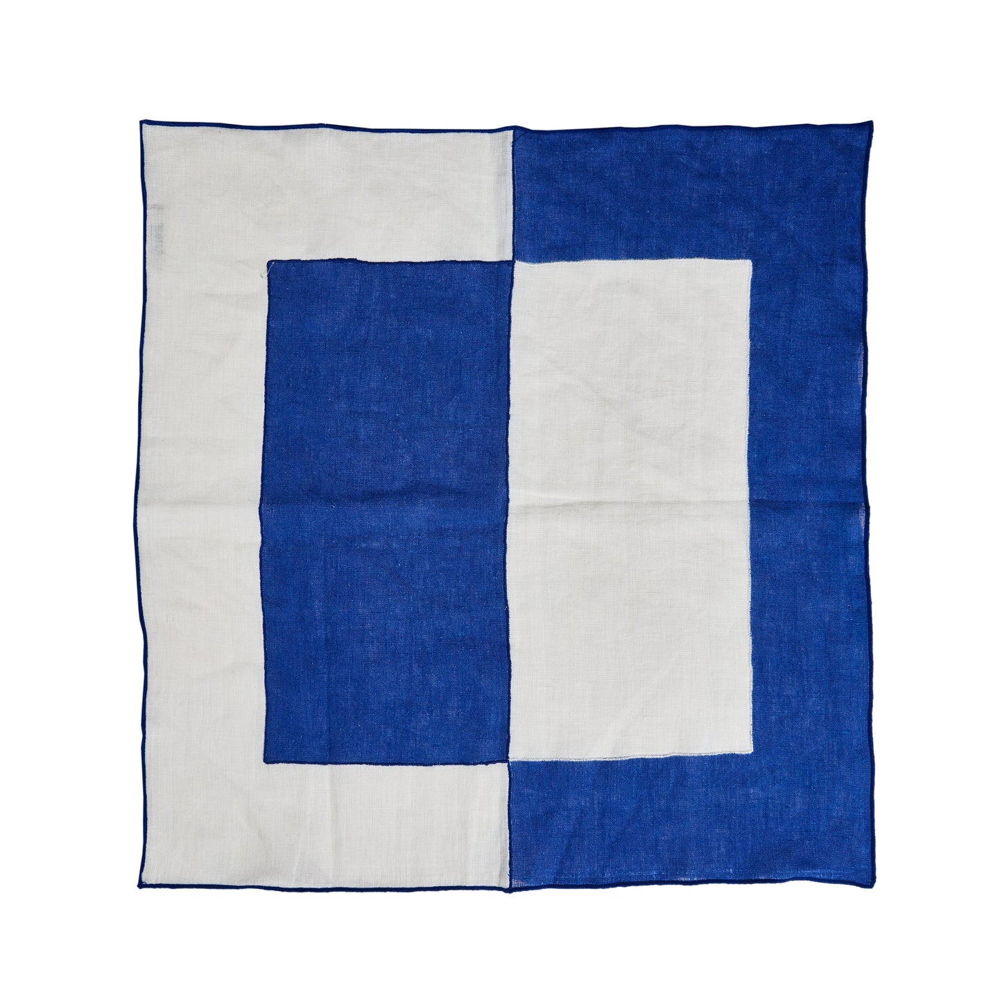 Blue Bauhaus Embroidered Linen Napkins (Set of 4)