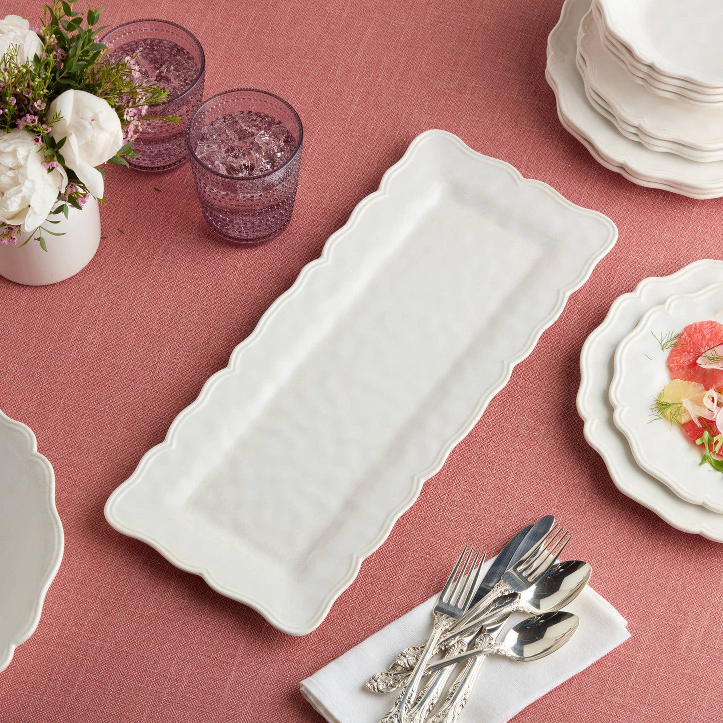 Isabella Cream Melamine  Rectangular Platter