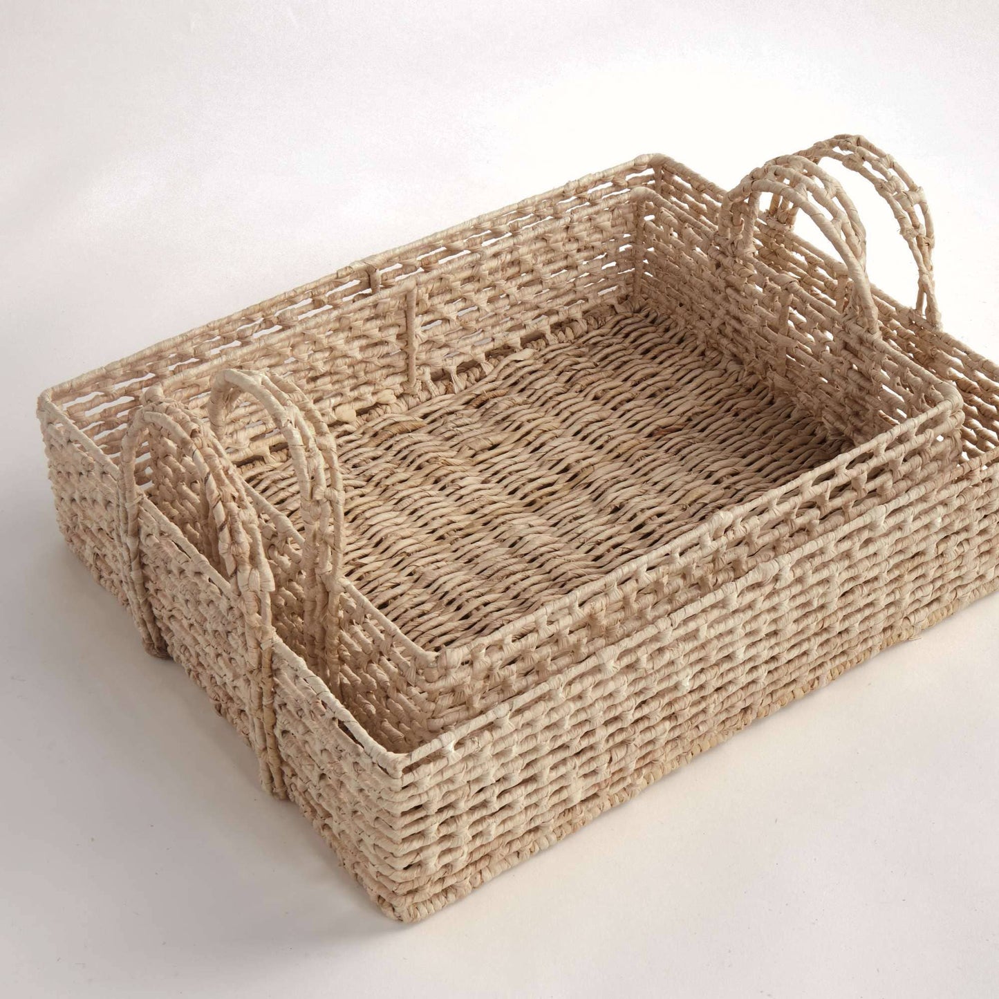 Juliet Abaca Nesting Rectangular Trays, Natural, Set of 2