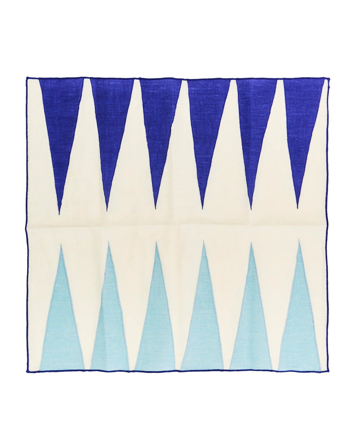 Blue Backgammon Embroidered Linen Napkins (Set of 4)