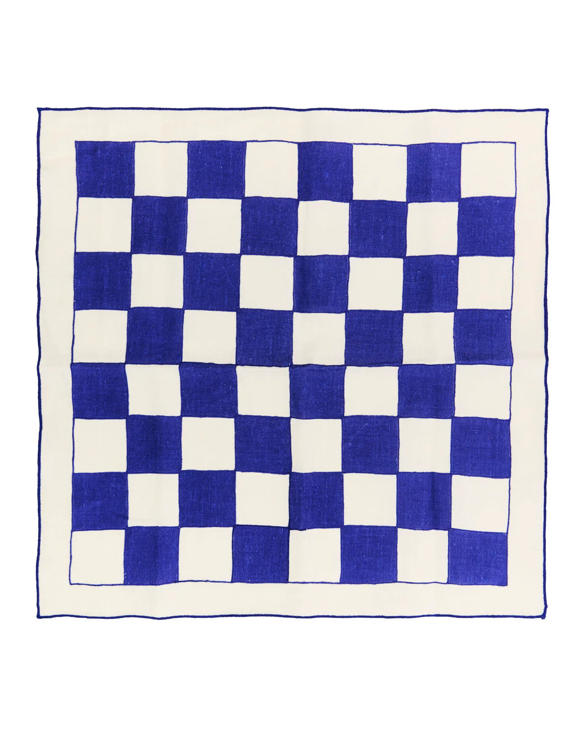 Blue Chessboard Linen Napkins (Set of 4)