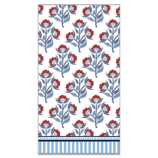 Paper Guest Towels | Red Floral Block Print