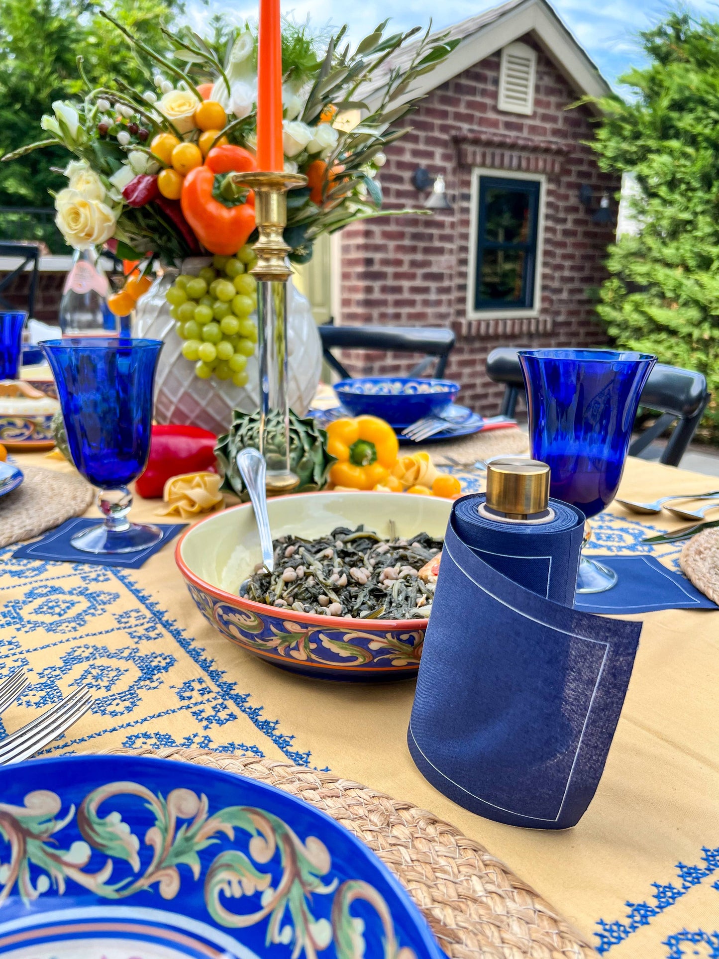 Navy Blue Midnight City Luxury Roll of Disposable Cotton Cocktail Napkins