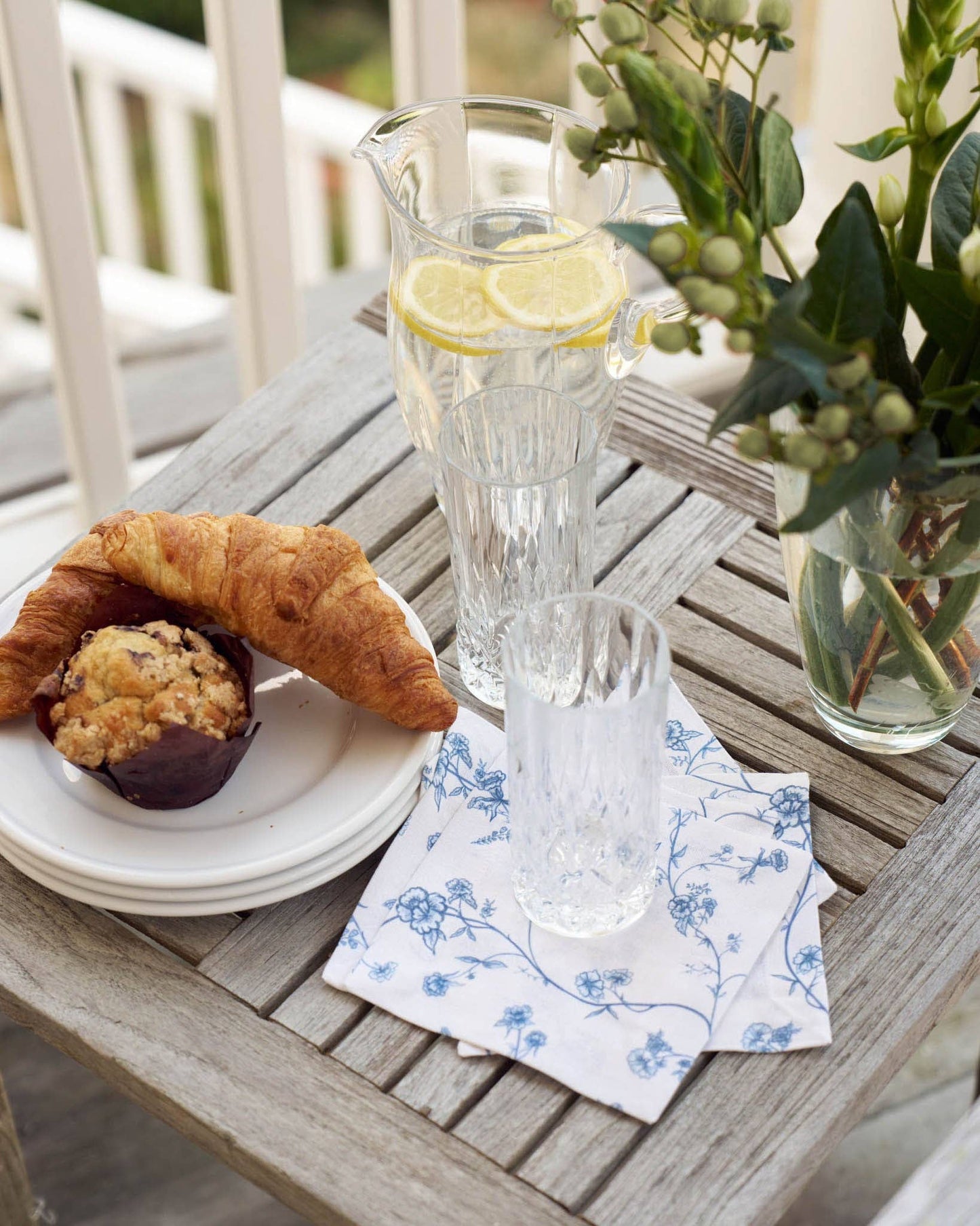 Garden Vine Delft Blue Cocktail Napkins, Set of Four: Delft Blue