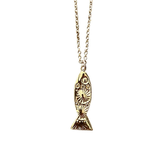 Gold Sun Fish Necklace