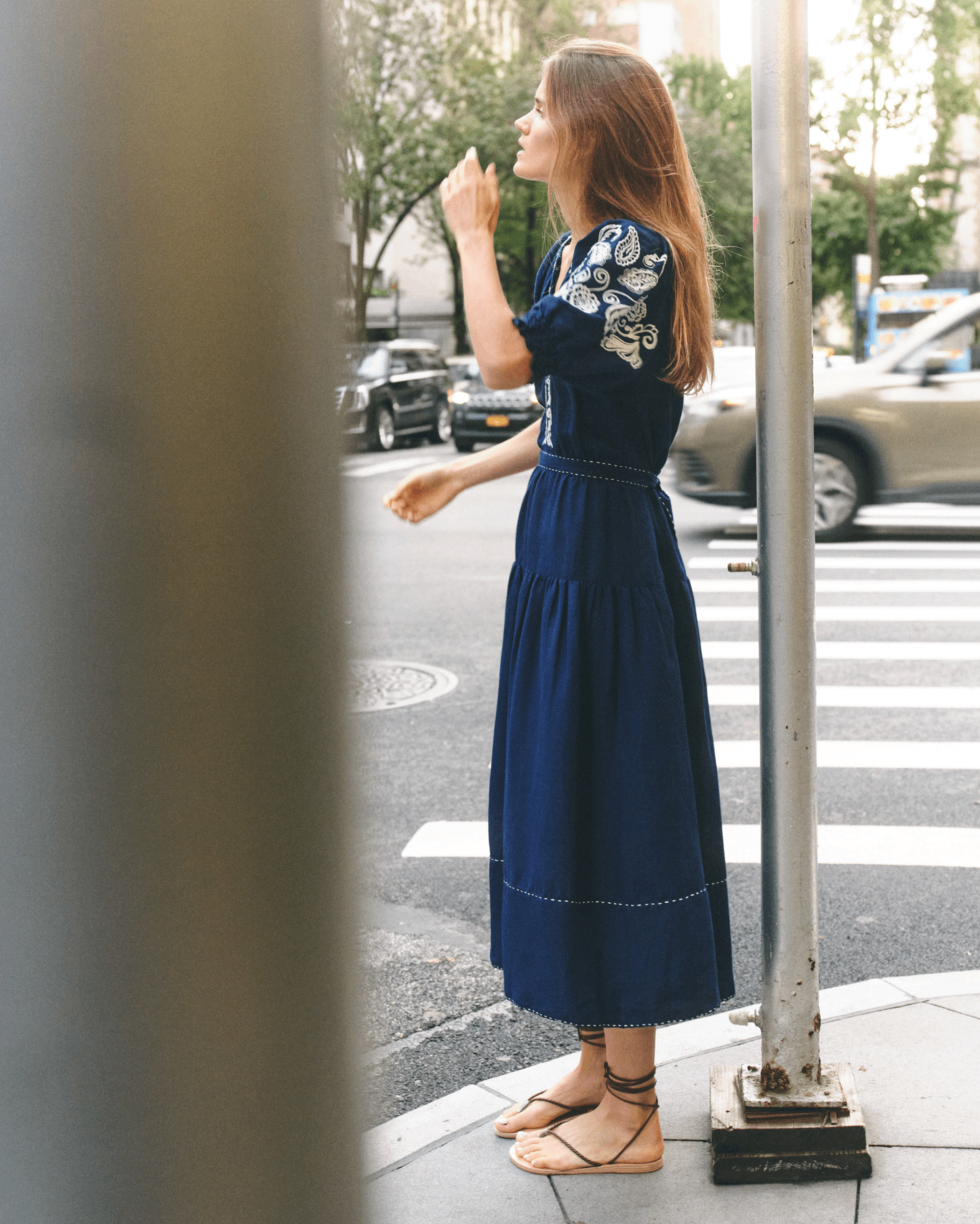 Lisette Midi Dress-Navy