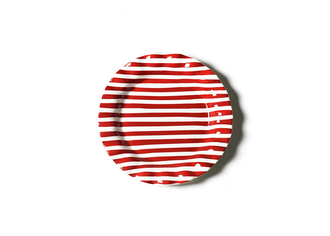 Red Stripe Drop Ruffle Dinner Plate