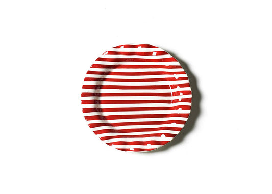 Red Stripe Drop Ruffle Dinner Plate