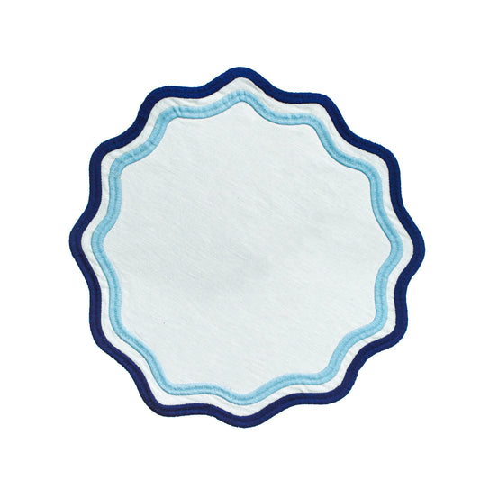 Blue Colorblock Embroidered Linen Placemats (Set of 4)