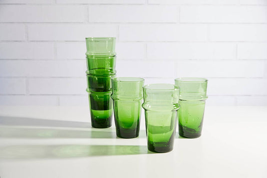 Green Moroccan Beldi Glassware - Set of 6