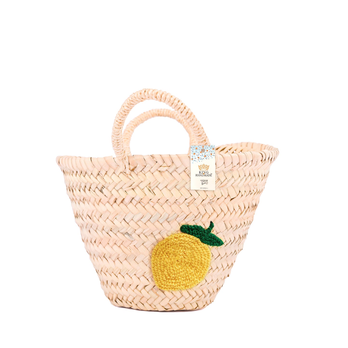Lemon Straw Basket - Handwoven Summer Tote Bag: Small