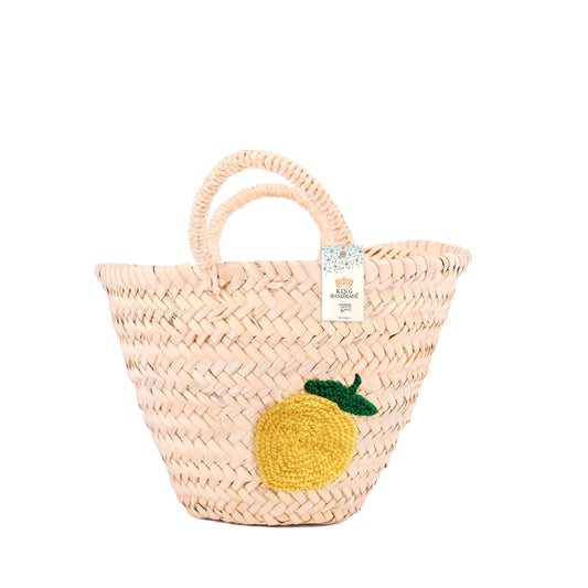 Lemon Straw Basket - Handwoven Summer Tote Bag: Small
