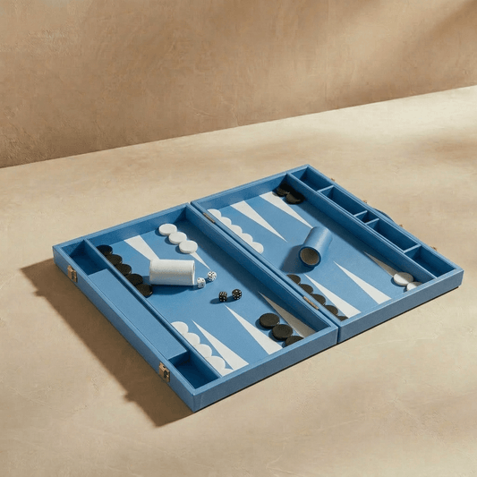Leather Backgammon Set - Blue And Black
