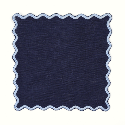 Navy Linen Square Cocktail Napkins - Set of 4