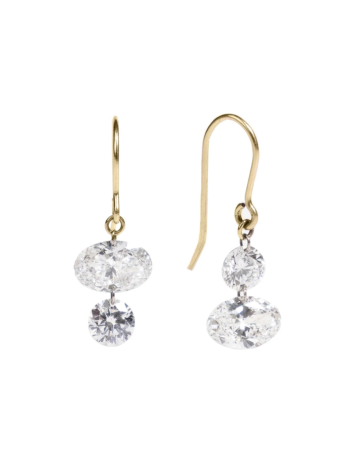 Oval & Round Floating Diamond Earrings