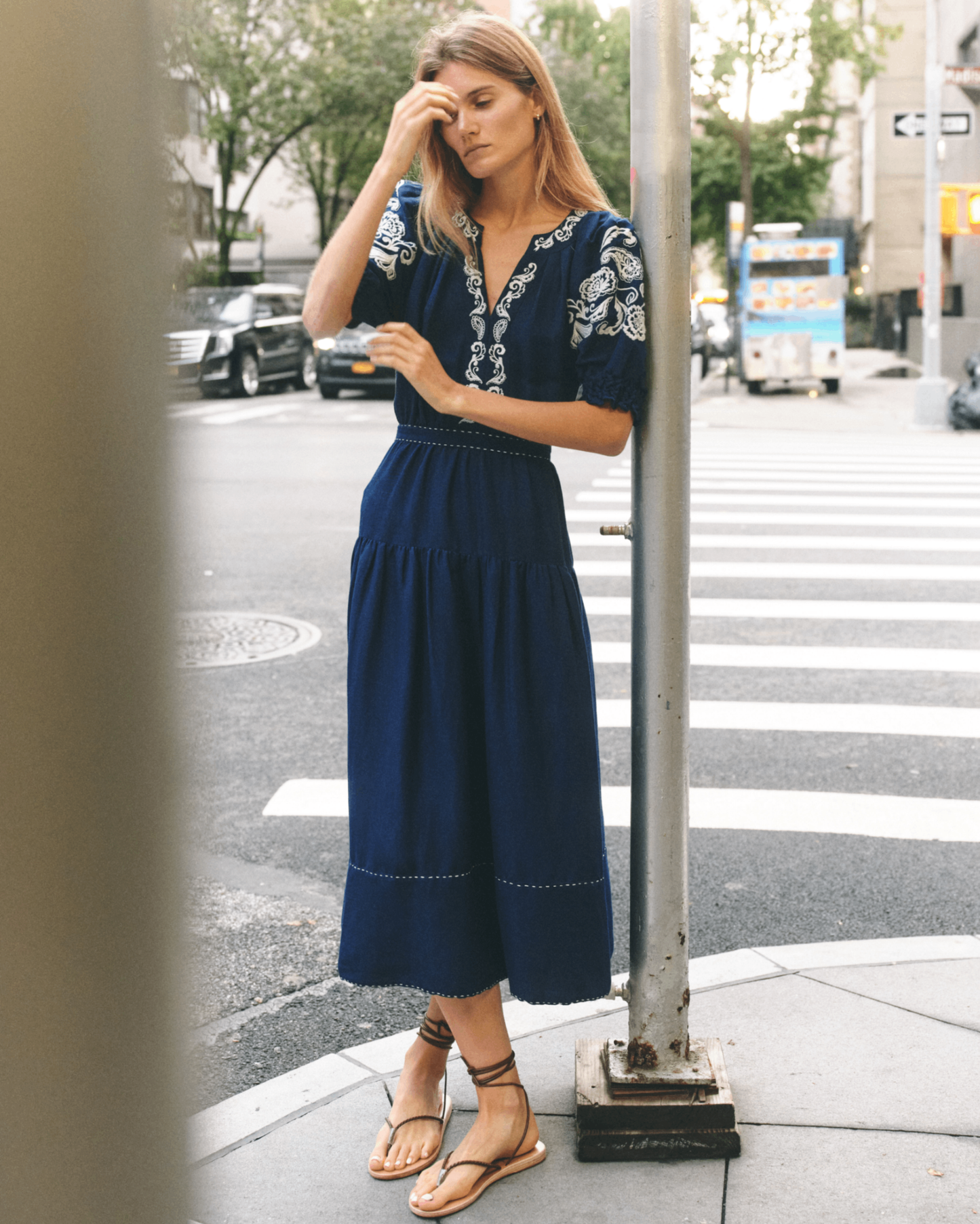 Lisette Midi Dress-Navy