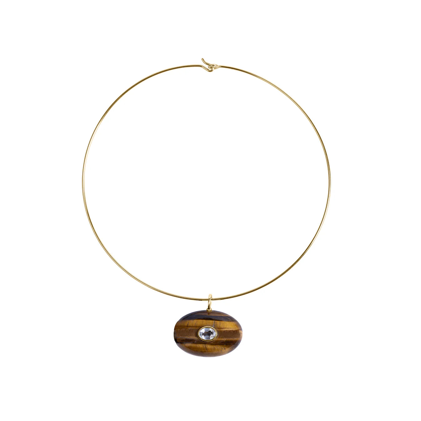 Tigers Eye with White Topaz Center Choker