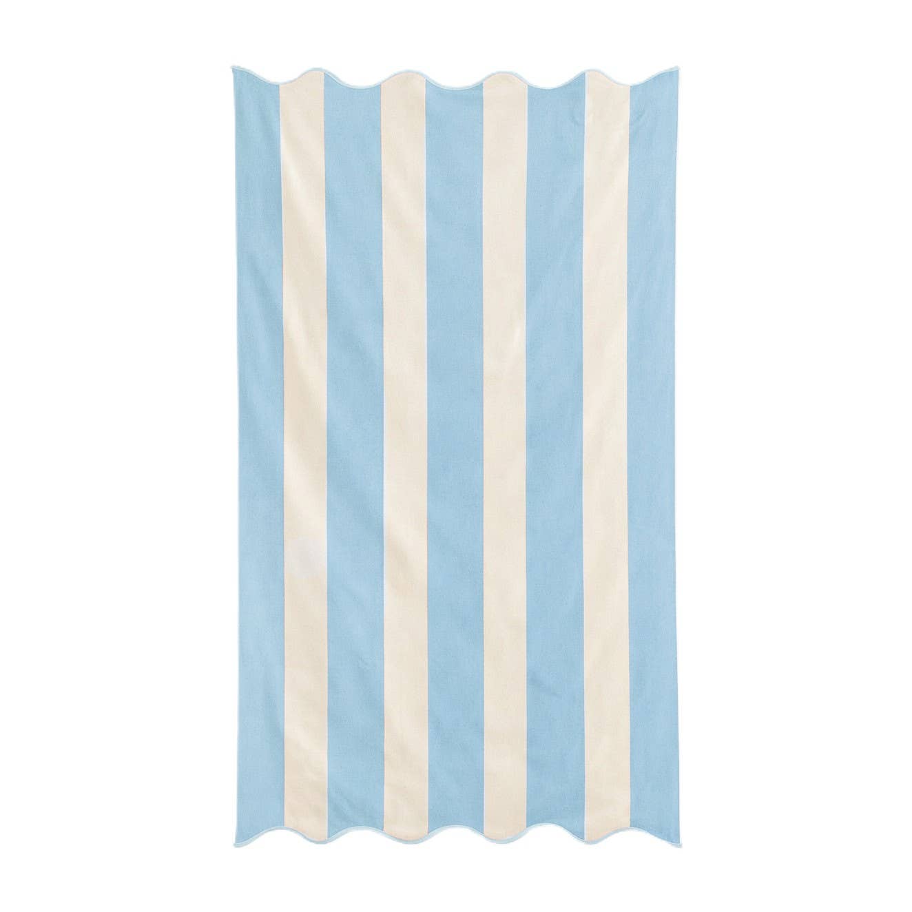 Large Scalloped Striped Beach Towel 90 x 170cm - 100% Cotton: Ice Blue
