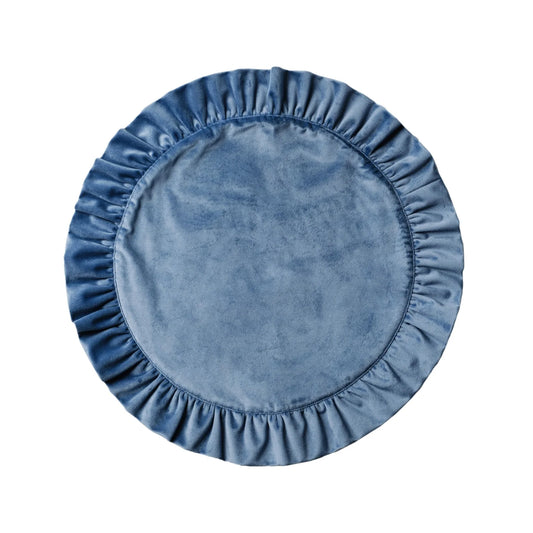 Blue Velvet Ruffle Placemat - Set of 2